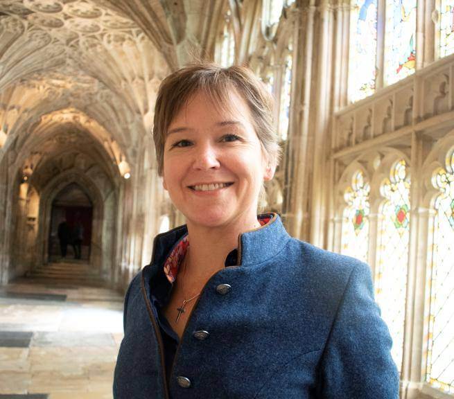 Portrait of Emily MacKenzie at Gloucester Cathedral