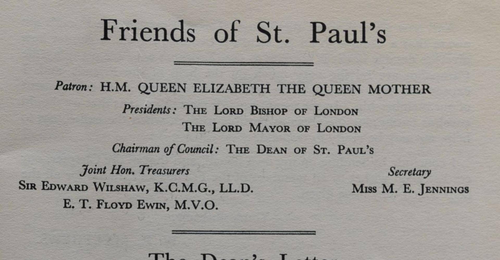 An early newsletter to the Friends of St Paul's