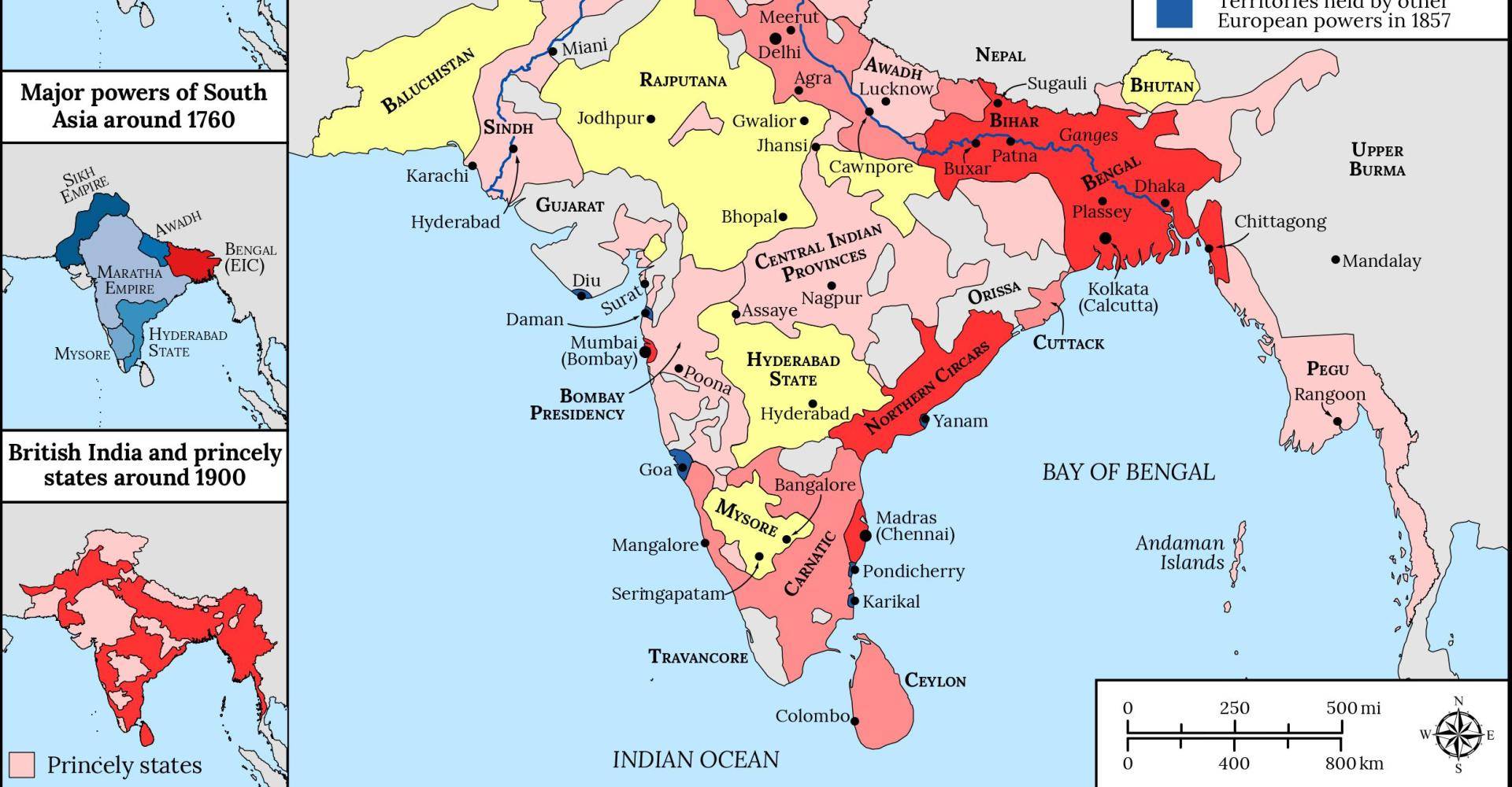 Map of the East India Company in South Asia