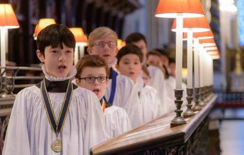 choristers at christmas choir singing music