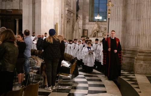 Choristers processing in the Cathedral