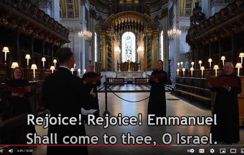 Members of the Vicars Choral singing in the Quire at St Paul's Cathedral