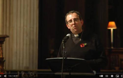 Richard Coles talking under the dome at St Paul's Cathedral