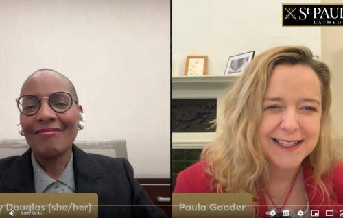 a screenshot of Kelly Brown Douglas and Paula Gooder in conversation